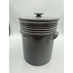 Large Ceramic Storage Canister Jar Gray with Lid Kitchen Countertop Decor